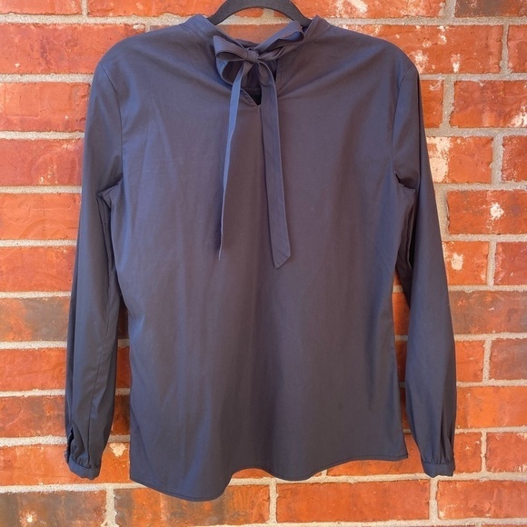 J. McLaughlin Womens Small Black Bow Tie Long Sleeve Blouse - Picture 1 of 7